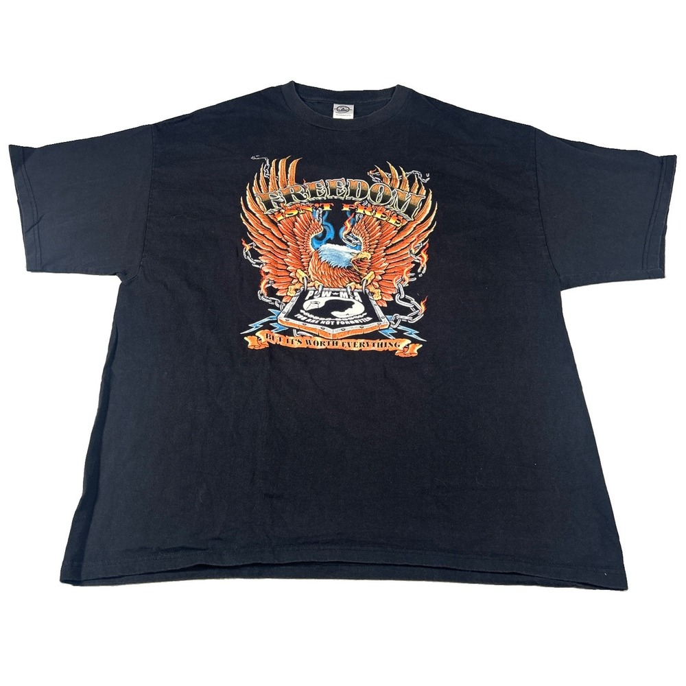 Vintage Quail Hollow Freedom Isnt Free POW MIA Eagle T Shirt 2000s 2XL Black